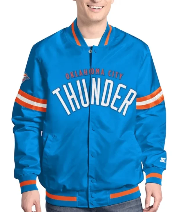 Oklahoma City Thunder Scout Edition Satin Varsity Jacket