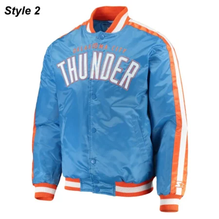 Oklahoma City Thunder Starter Varsity Orange and Blue Jacket