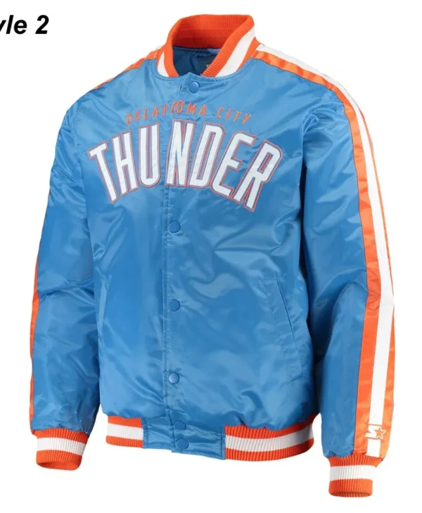 Oklahoma City Thunder Starter Varsity Orange and Blue Jacket