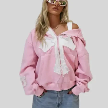 Pink Cross Zip Hoodie