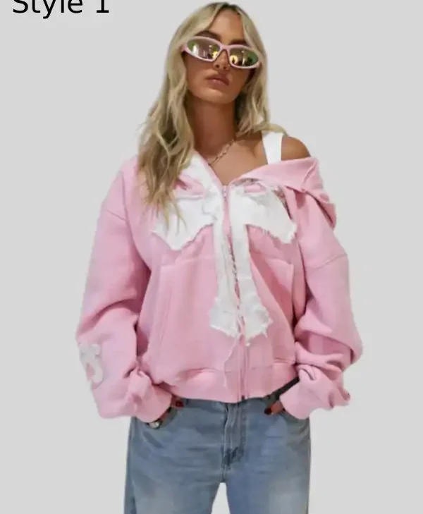 Pink Cross Zip Hoodie