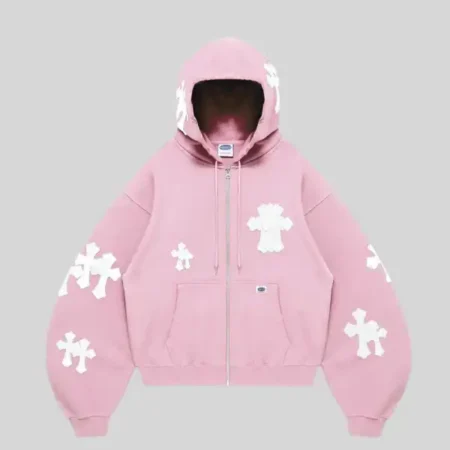 Pink Cross Zip Hoodie Shop Now