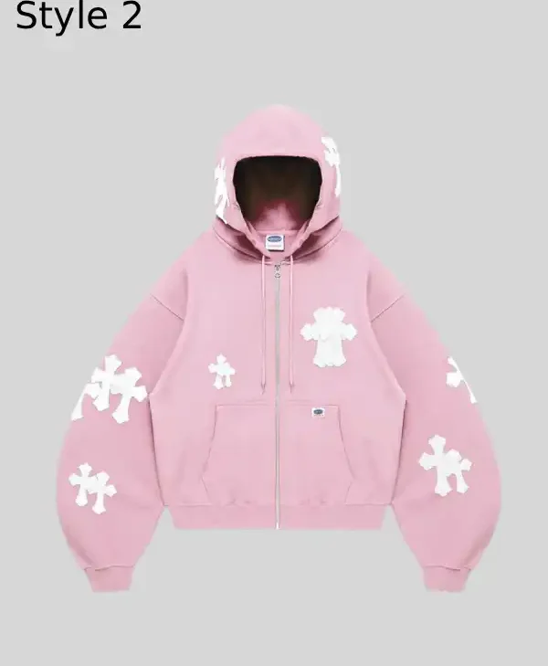 Pink Cross Zip Hoodie Shop Now