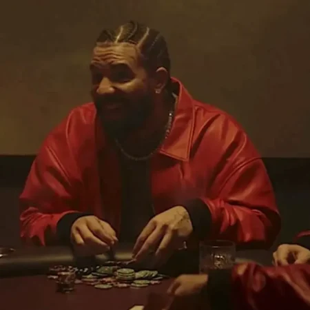 Drake Polar Opposites 2023 Red Leather Jacket