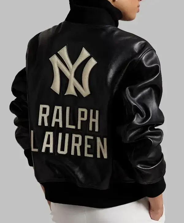Polo Ralph Lauren Yankees Leather Black Jacket For Sale