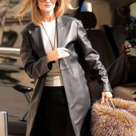 Rosie Huntington-Whiteley PFW 2025 Leather Coat