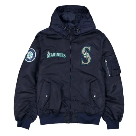 Seattle Mariners Historic L-2B Hooded Bomber Black Jacket
