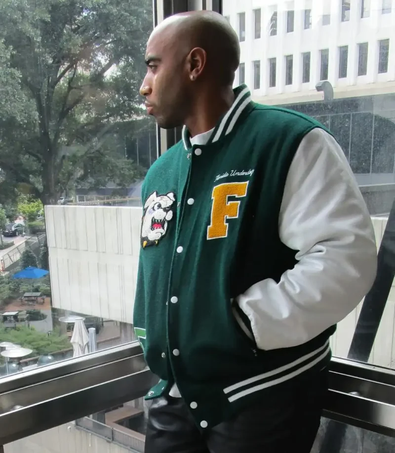 Shop Bizzy Crook Florida Underdogs Green Varsity Jacket