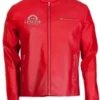 Stylish Red Genuine Leather Motorcycle Jacket