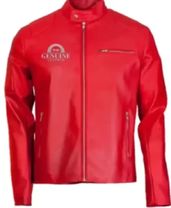 Stylish Red Genuine Leather Motorcycle Jacket