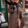Sundance-Film-Festival-Hal-and-Harper-Lili-Reinhart-Brown-Leather-Coat