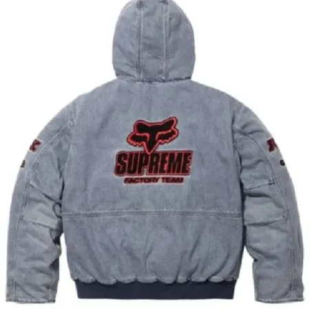 Supreme Fox Racing Denim Hooded Jacket For Sale