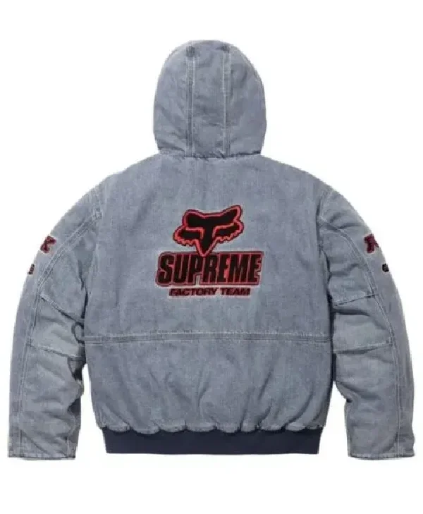 Supreme Fox Racing Denim Hooded Jacket For Sale
