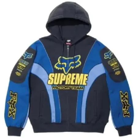 Supreme Fox Racing Hooded Blue Sweatshirt