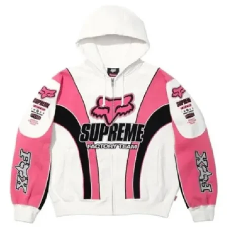 Supreme Fox Racing Hooded Pink Sweatshirt