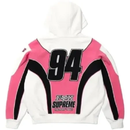 Supreme Fox Racing Hooded Pink Sweatshirt For Sale