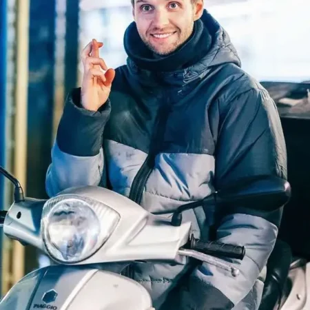 The-Guest-2025-Sion-Daniel-Young-Grey-and-Black-Puffer-Hooded-Jacket