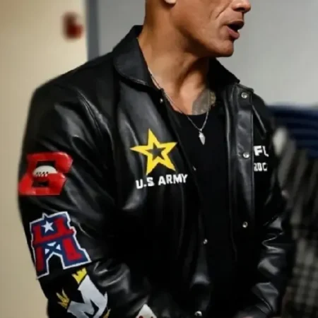 The Rock UFL Leather Jack­et