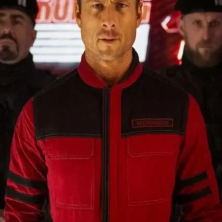 The Running Man Glen Powell Red Cotton Jacket
