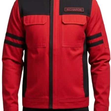 The Running Man Glen Powell Red Cotton Jacket Sale