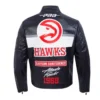Atlanta Hawks Black Moto Leather Jacket