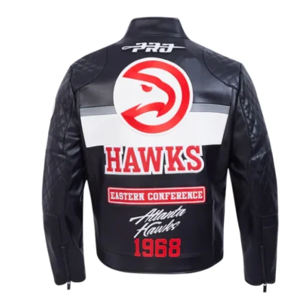 Atlanta Hawks Black Moto Leather Jacket