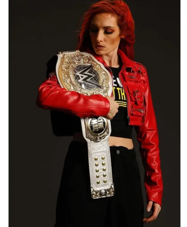 Becky Lynch WWE Raw Stylish Red Cropped Leather Jacket