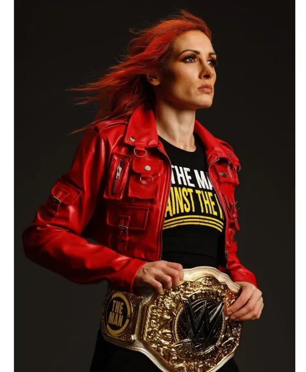 Becky Lynch WWE Raw Stylish Red Cropped Leather Jacket