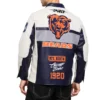 Chicago Bears Navy and White Moto Leather Jacket