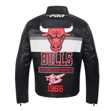 Chicago Bulls Black Moto Leather Jacket