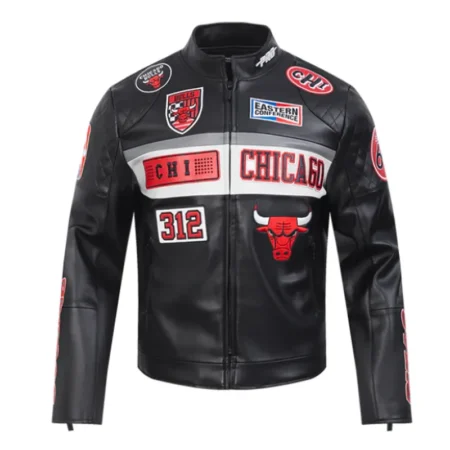 Chicago Bulls Black Moto Leather Jacket