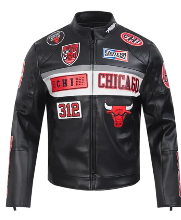 Chicago Bulls Black Moto Leather Jacket