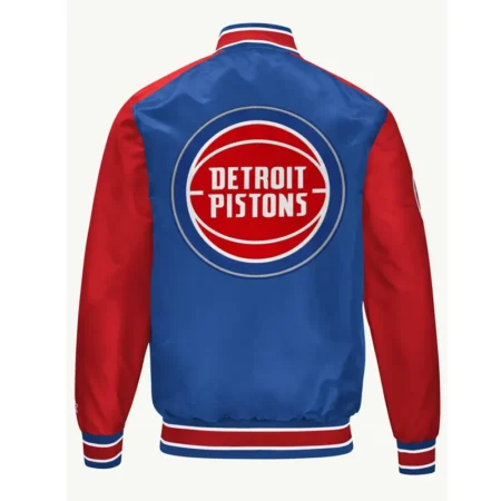 Detroit Pistons Blue & Red Classic Varsity Satin Jacket