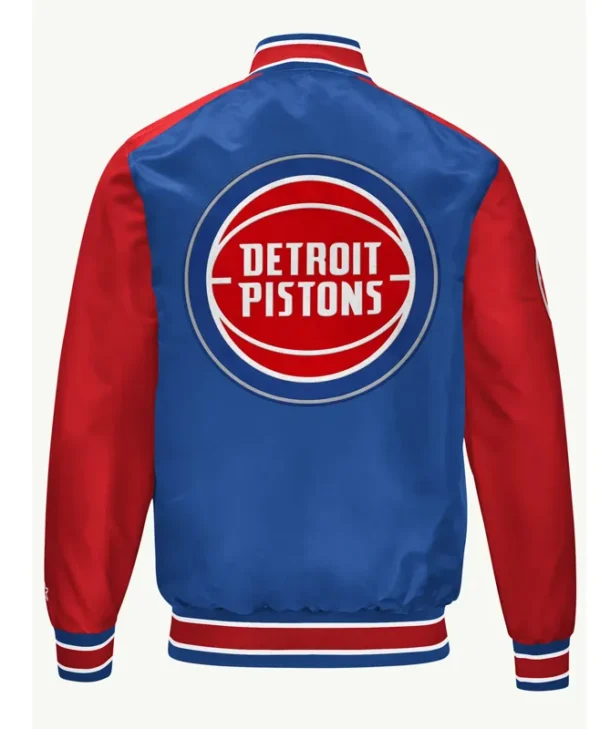 Detroit Pistons Blue & Red Classic Varsity Satin Jacket