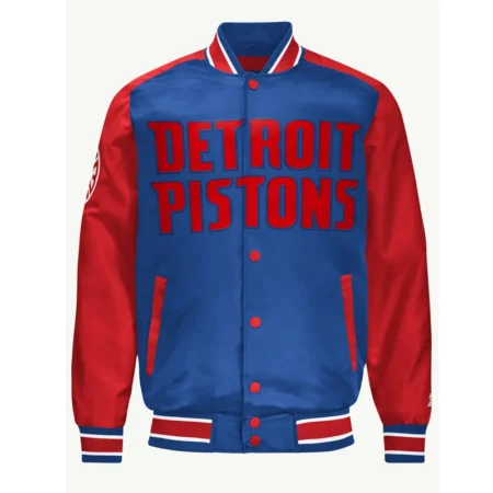 Detroit Pistons Blue & Red Classic Varsity Satin Jacket