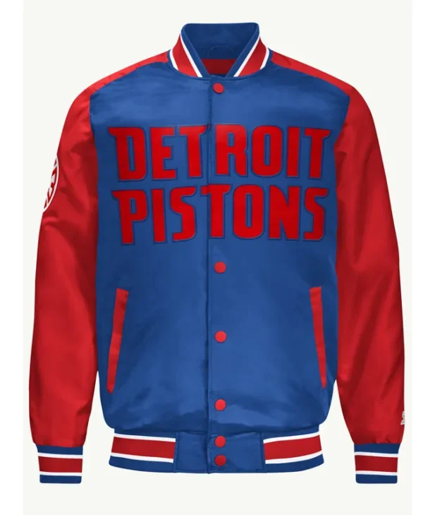 Detroit Pistons Blue & Red Classic Varsity Satin Jacket