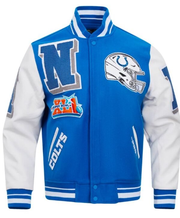 Indianapolis Colts Mashup Rib Varsity Wool and Leather Jacket