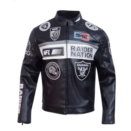 Las Vegas Raiders Stylish Black Moto Leather Jacket