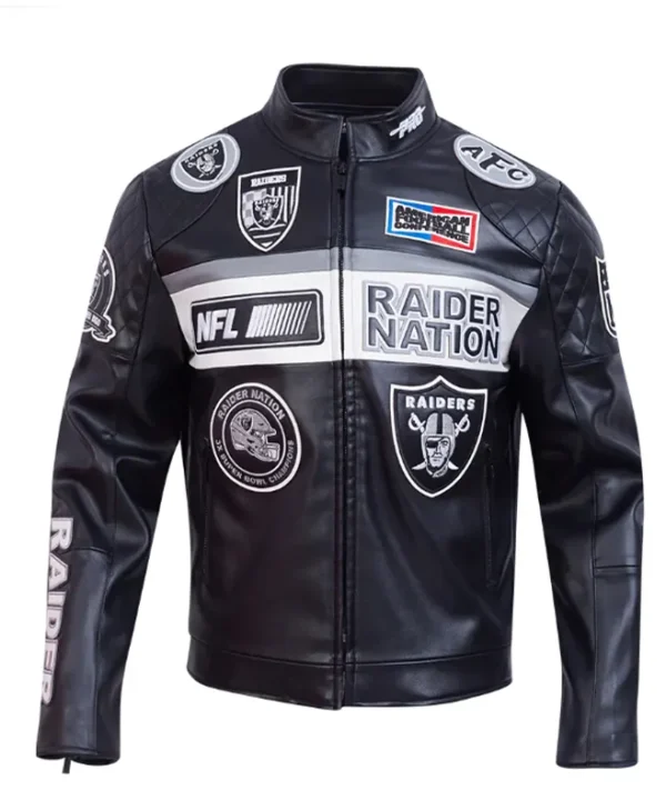 Las Vegas Raiders Stylish Black Moto Leather Jacket