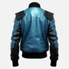 Men’s Black and Blue Leather Bomber Jacket