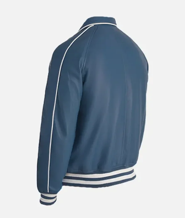 Men’s Blue Varsity Leather Bomber Jacket