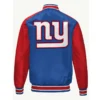 New York Giants Blue and Red Varsity Satin Bomber Jacket