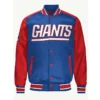 New York Giants Blue and Red Varsity Satin Bomber Jacket