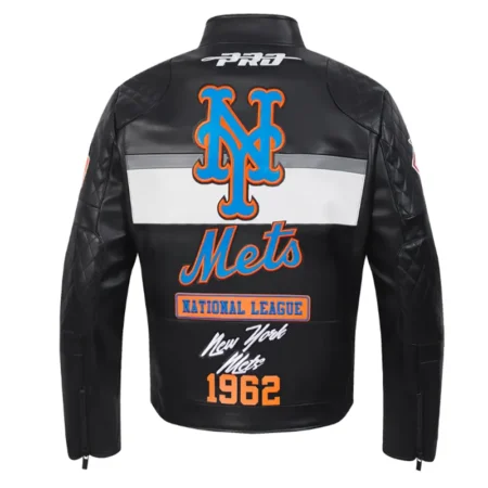 New York Mets Black Moto Leather Jacket