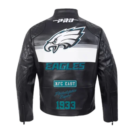 Philadelphia Eagles Black Moto Leather Jacket