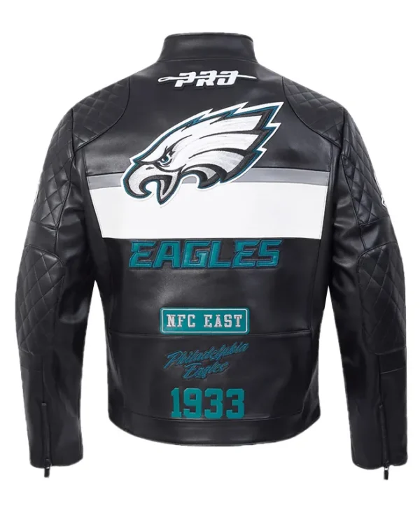 Philadelphia Eagles Black Moto Leather Jacket