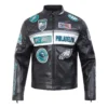 Philadelphia Eagles Black Moto Leather Jacket