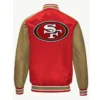 San Francisco 49ers Red and Gold Varsity Satin Bomber Jacket