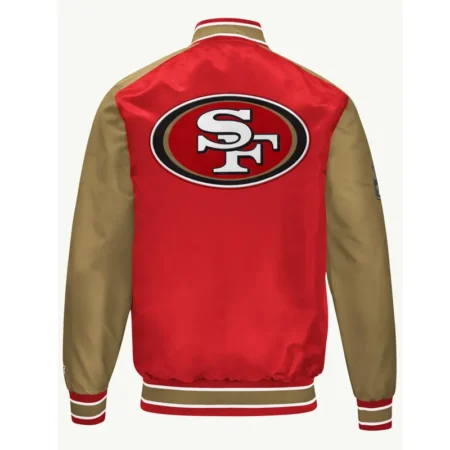 San Francisco 49ers Red and Gold Varsity Satin Bomber Jacket