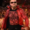 Edge SummerSlam Stylish Studded Red Leather Jacket